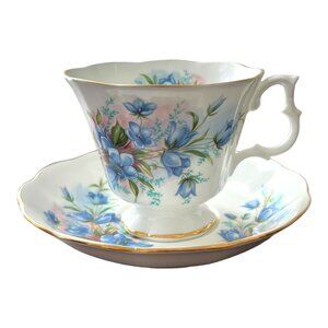 Royal Albert Forget Me Knots  Cup and Saucer Bone China Blue Floral From England